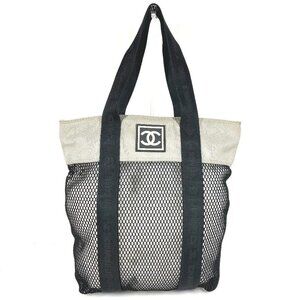 CHANEL Sports CC CC Mark logo mesh Tote Bag with Pouch, Vertical Shoulder Bag